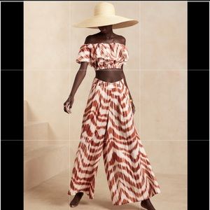 Banana Republic Meridian Linen Pant and Top set (ZEBRA PRINT)